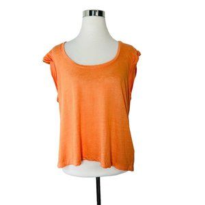 Veronica Beard Women Short Sleeve orange T-Shirt Size L LARGE scoop neck